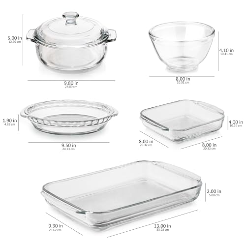 Libbey Baker's Basics 5-Piece Glass Casserole Set with Cover