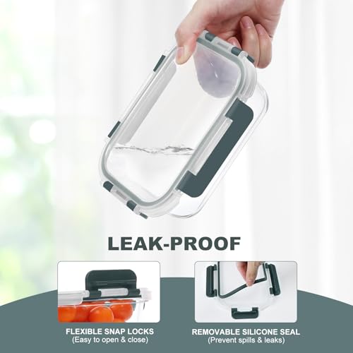 10-Pack 22 oz Airttight Glass Meal Prep Containers BPA-Free