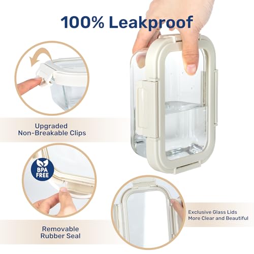 BPA-Free Glass Meal Prep Containers with Leak-Proof Lids