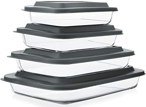 Glass Baking Dish & Mixing Bowls Set with Lids for Cooking
