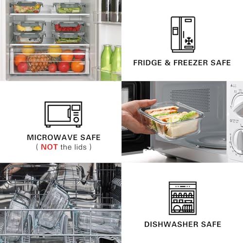 10-Pack Gray Glass Meal Prep Containers with Lids